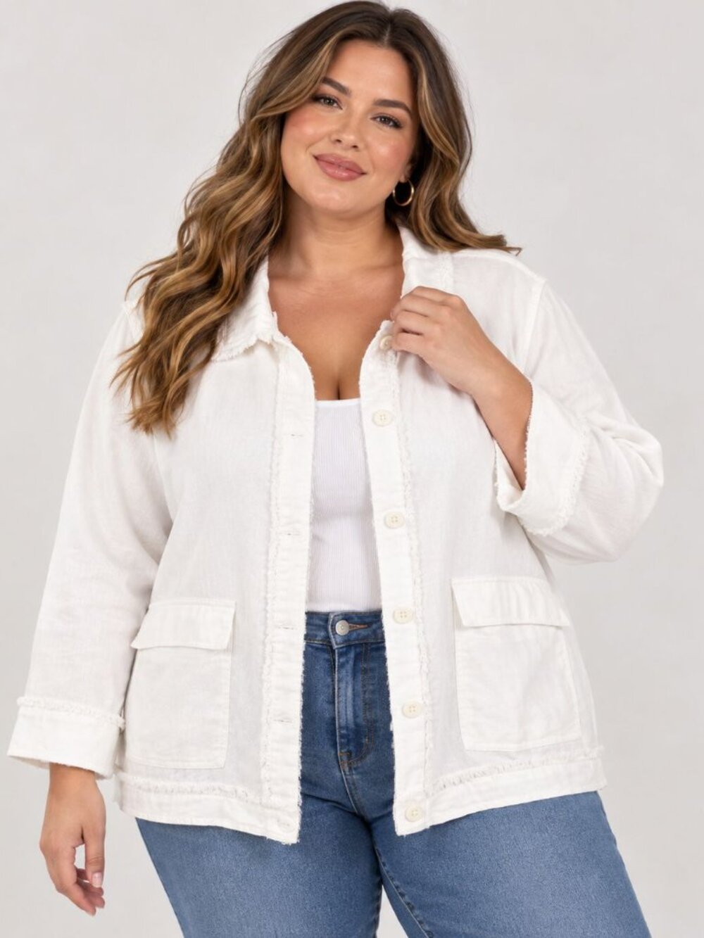 Westbound Plus Size Linen Jacket 3X White NWT Coastal Grandma Minimalist